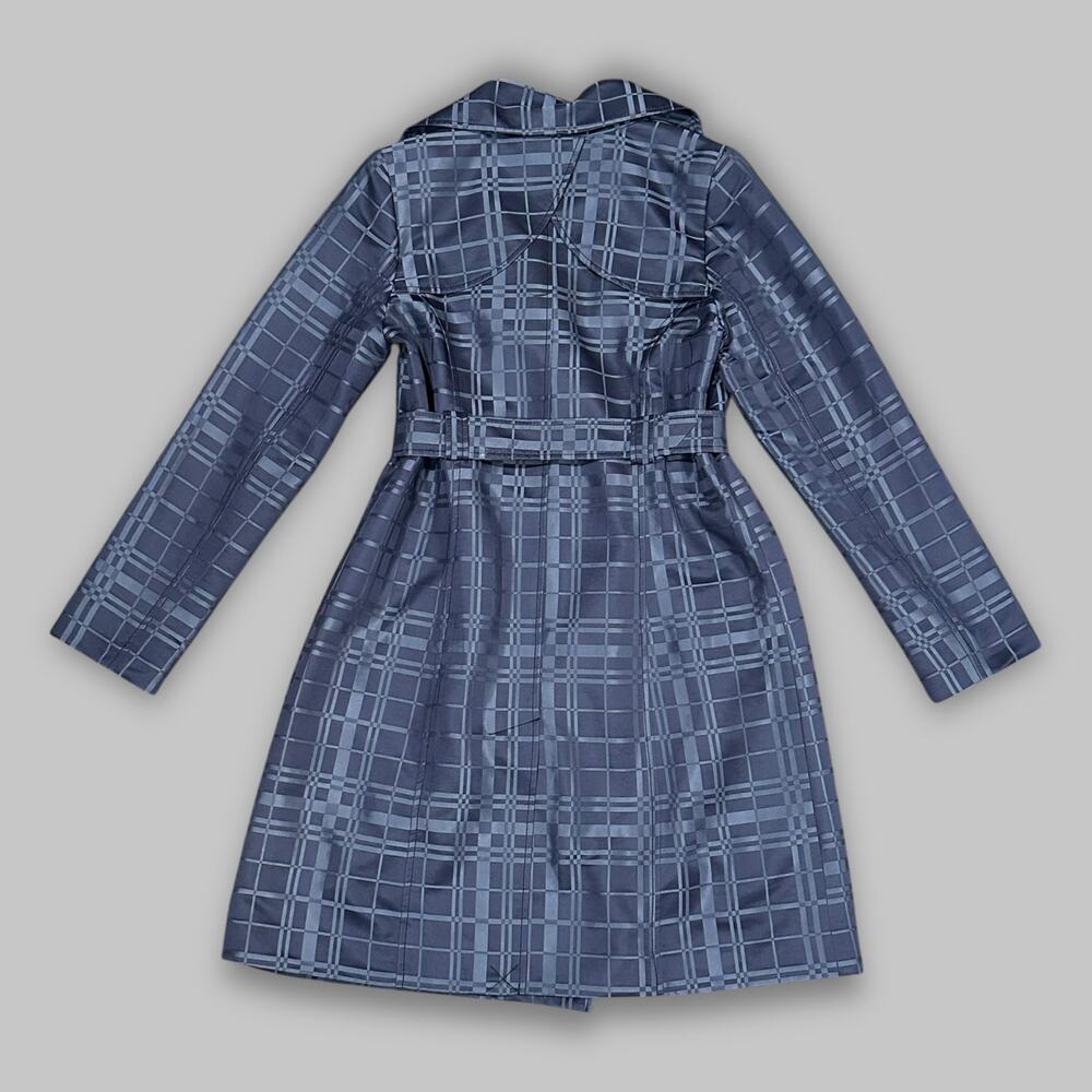 Mossimo Black Plaid Belted Trench Coat – Women’s Medium - Picture 2 of 6